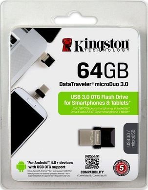 USB Flash Kingston DataTraveler MicroDuo OTG USB 3.0 64Gb Black