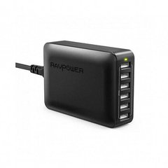 Сетевое зарядное устройство RAVPower Qualcomm Quick Charge 3.0 60W 12A 6-Port Usb Desktop Charging Station RP-PC029BK