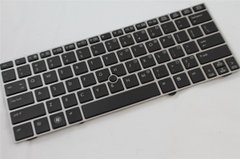Клавиатура для ноутбуков HP Elitebook 2170p черная с серебристой рамкой, с трекпоинтом RU/US