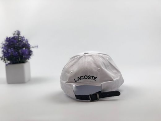 Кепка бейсболка Lacoste кожаный ремешок (белая)