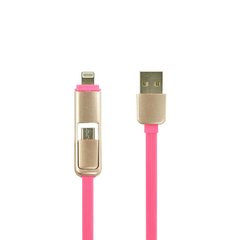 Кабель Optima Double Flat MicroUSB/iPhone 6 (C-021) Pink