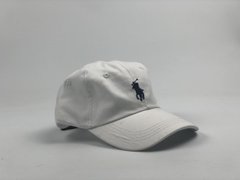 Кепка бейсболка Polo Ralph Lauren (белая с черным лого) с кожаным ремешком