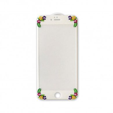 Защитное стекло iPhone 6+ с рисунком 3D Premium Glass Picture White (Campanula)