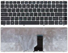 Клавиатура для ноутбуков Asus UL30, UL30A, UL30VT, U31, U31F, U31J черная с серебристой рамкой UA/RU/US