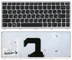 Клавиатура для ноутбуков Lenovo IdeaPad V490, V490U, V490UA Series черная с серебристой рамкой UA/RU/US