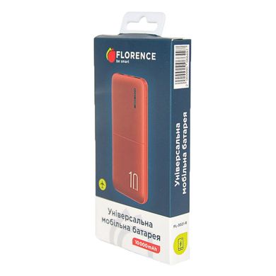 Внешний аккумулятор FLORENCE T-WIN Li-Pol 10000mAh красный (FL-3021-R) УМБ
