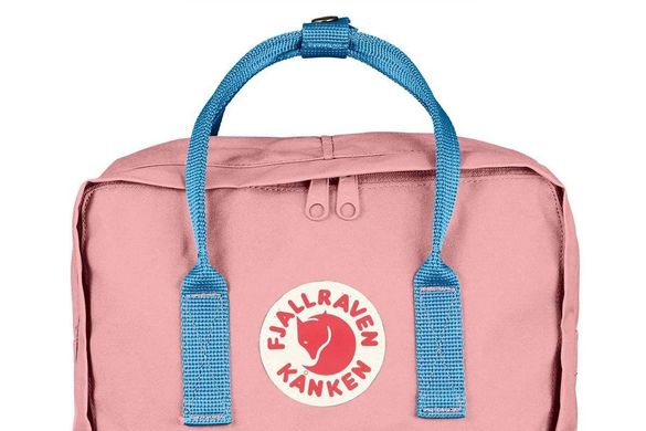 Городской Рюкзак Fjallraven Kanken 16л Classic Розовый с голубыми ручками