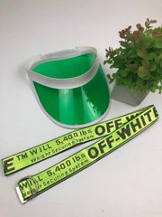 Комплект Солнцезащитный прозрачный Козырёк кепка - Зеленый + ремень пояс Off-White