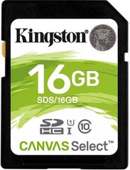 Карта памяти Kingston SDHC 16GB UHS-I U1 Canvas Select (SDS/16GB) со скоростью считывания до 80 МБ/с