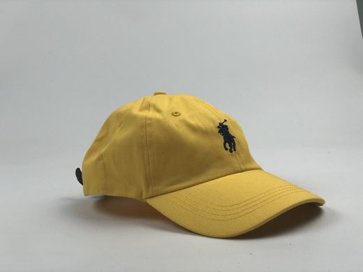 Кепка бейсболка Polo Ralph Lauren (желтая с черным лого) с кожаным ремешком