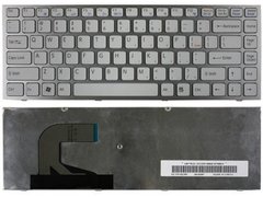 Клавиатура для ноутбуков Sony Vaio VPC-S белая с сербристой рамкой RU/US