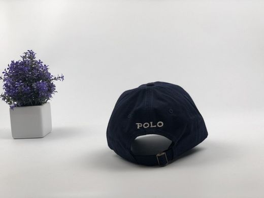 Кепка бейсболка Polo Ralph Lauren (темно-синяя с белым лого)