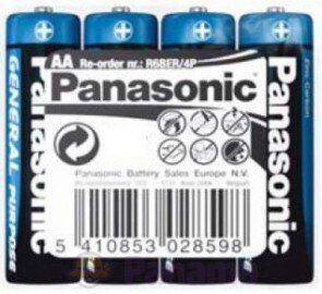 Батарейка AA Panasonic General Purpose AA Tray 4 Zinc-Carbon R06 упаковка из 4 штук