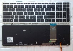 Клавиатура для ноутбуков HP Envy 15-J Series черная с серебристой рамкой с подсветкой RU/US